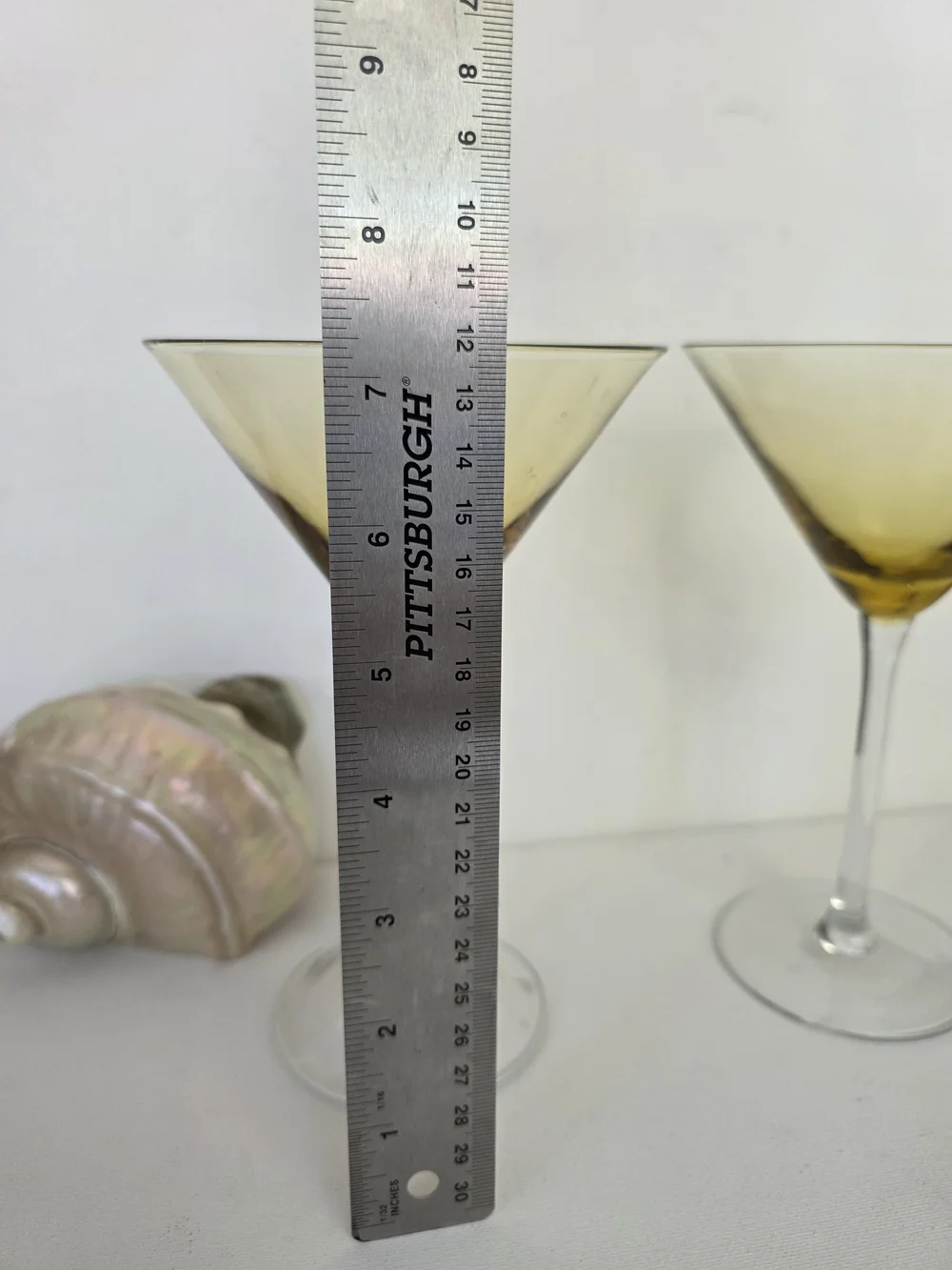 Vintage Set of 2 Amber-Tinted Martini Glasses